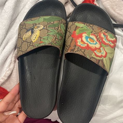 size 6 in gucci slides|gucci slides with butterfly.